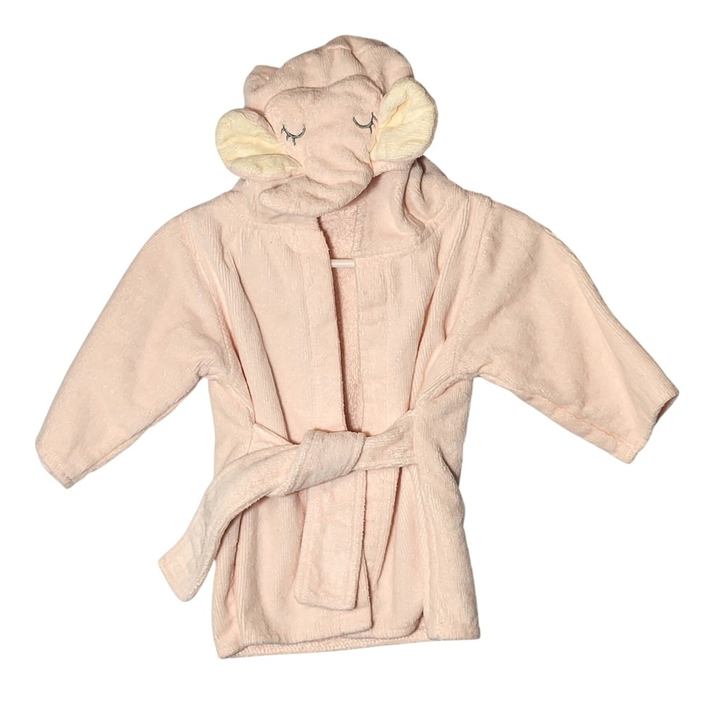 Le Petit Pink Elephant Hooded Bathrobe Cotton Terry Cloth Kids 16 M Fun Cozy